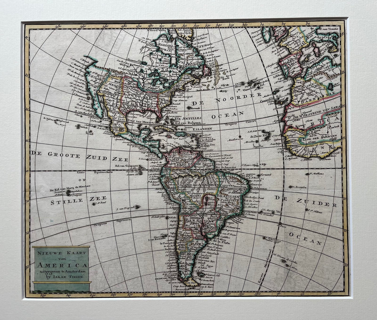 america, amerika, north america, sout america, mexico, nieuw spanje, florida, brazilie, new york, new england, florida, guiana, canada, california, map, old map, antique map, kaart, oude kaart, antieke kaart, gravure, engraving, original, tirion