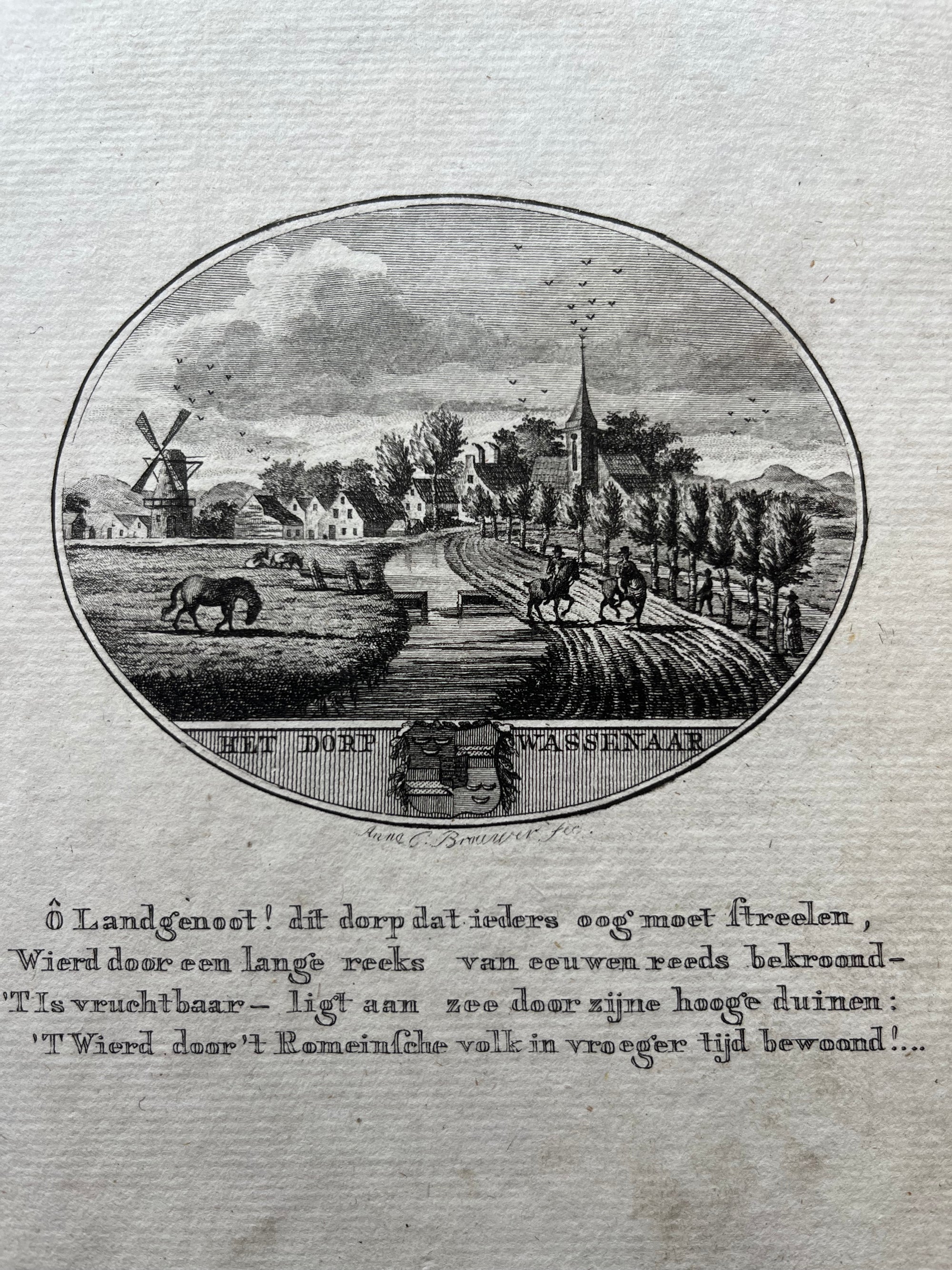 Wassenaar, old print, antique prints, oude prent, antieke prent, engraving, gravure, brouwer, ollefen, bakker, holland, city view, gezicht, zuid holland, dutch