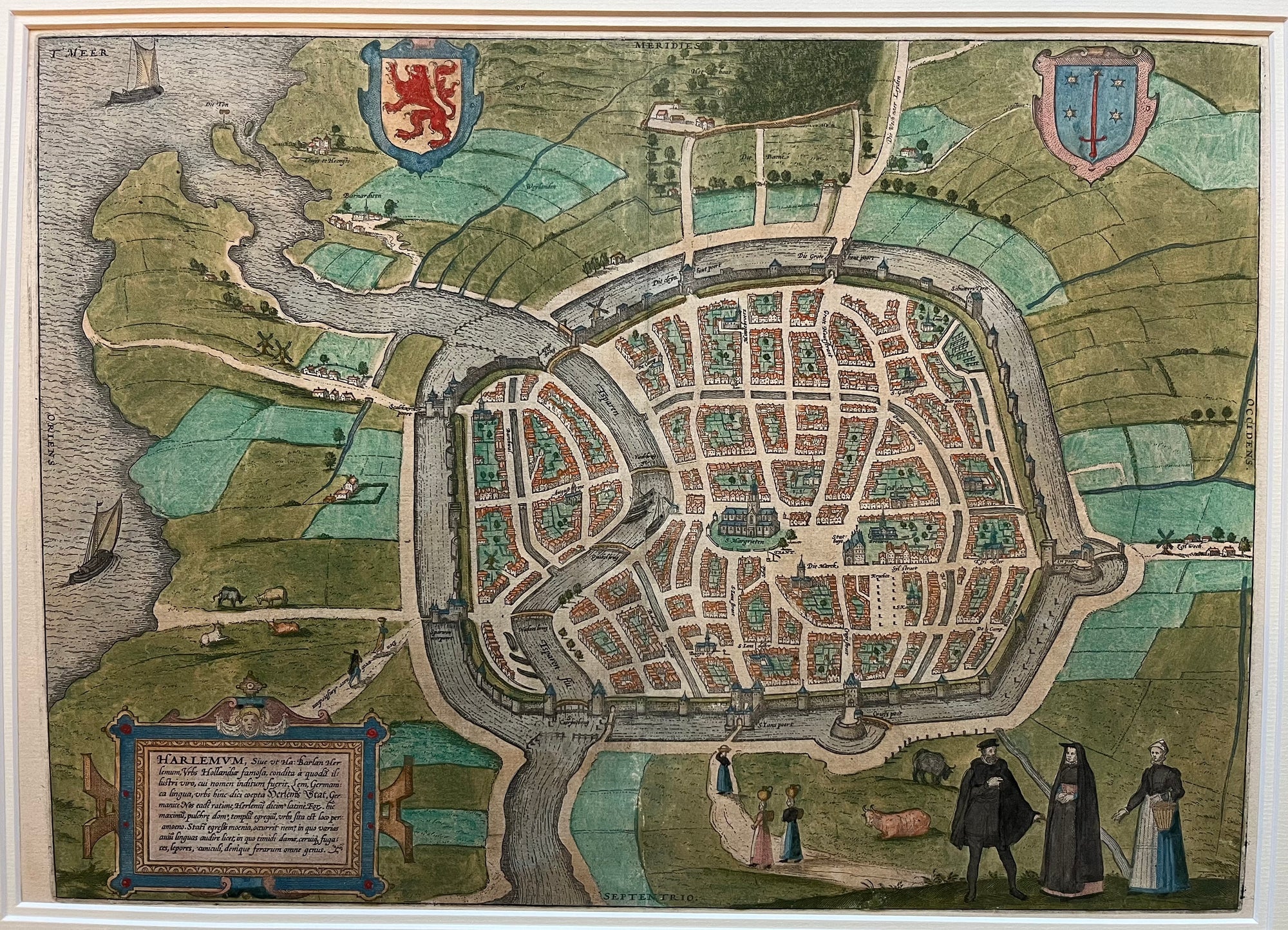 map, townplan, engraving, Haarlem, Holland, kaart haarlem, plattegrond haarlem, oude kaart haarlem, haarlem, braun, 1572, gravure, gekleurd, harlemum, antieke kaart haarlem, stadsplattegrond, oud haarlem, hogenberg, braun en hogenberg, harlemum