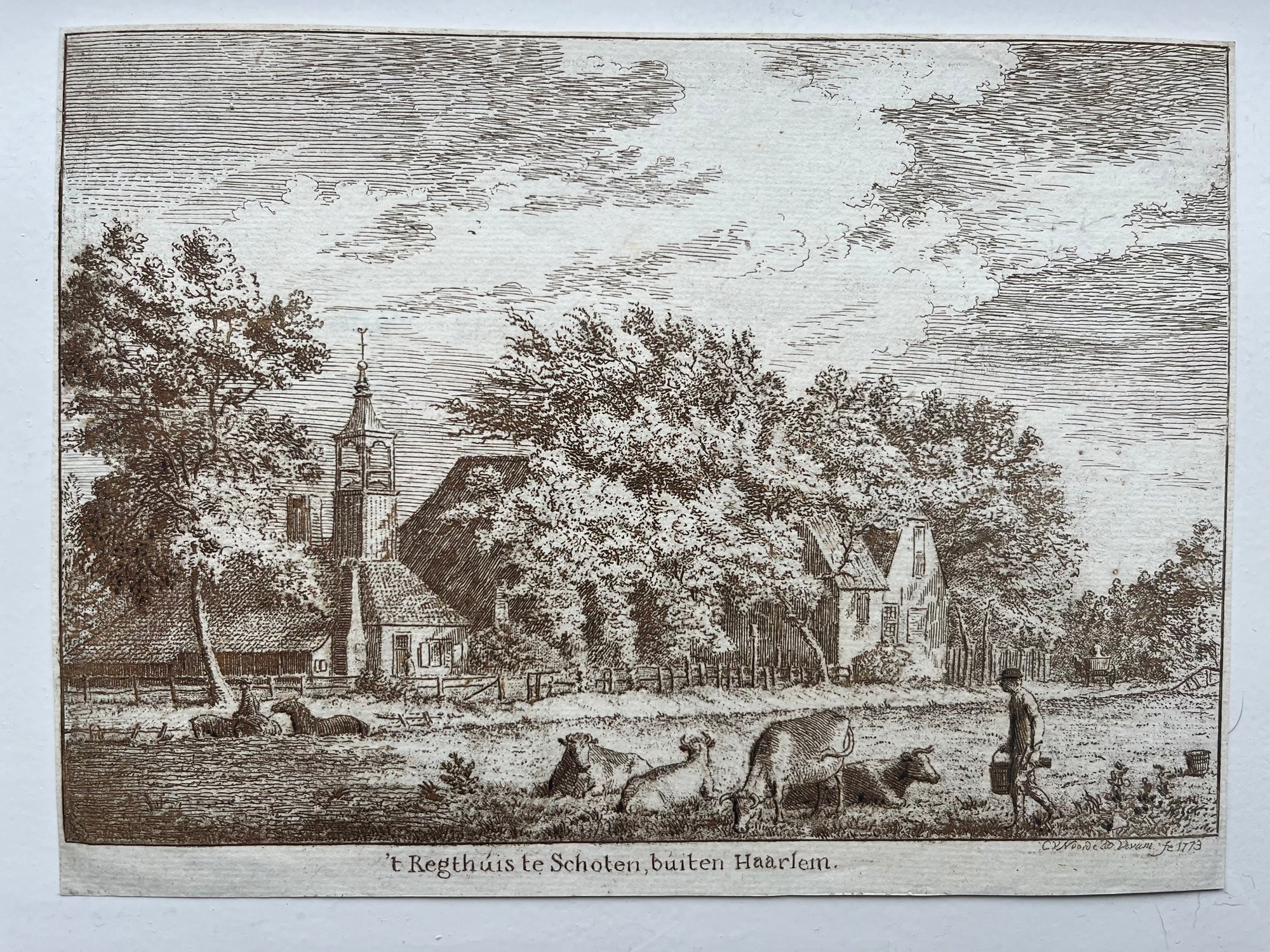  haarlem, schoten, haarlem noord, rechthuis, regthuis, kapel, van noorde, city view, holland, noord holland, dutch, nederland, gezicht, prent, ets, etching, engraving, print, old print, antique print, van noorde, oude prent, prent haarlem