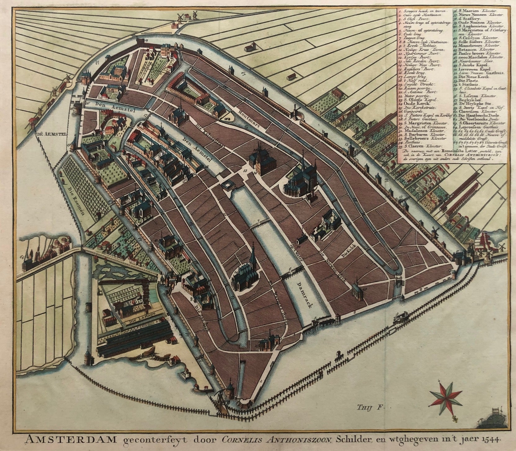 Amsterdam, map, old map, engraving, city, townplan, tirion, damrak, amstel, antique map