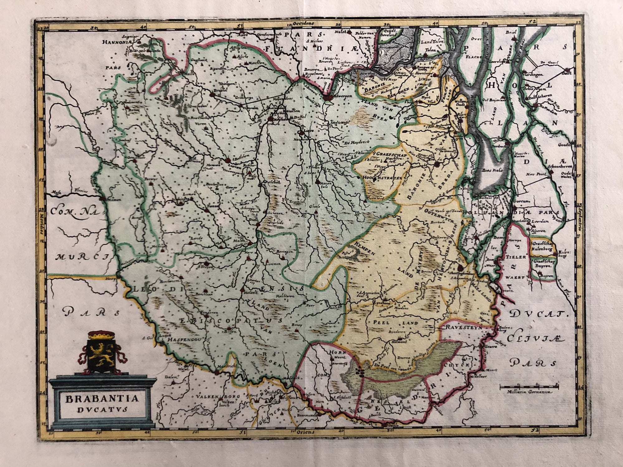 Brabant, map, old map, antieke kaart, oude kaart, engraving, merian, breda, , peel, helmond, leerdam, biesbos, bergen op zoom, antwerpen, hoogstraten, dordrecht, willemstad, ducatus, brabantia