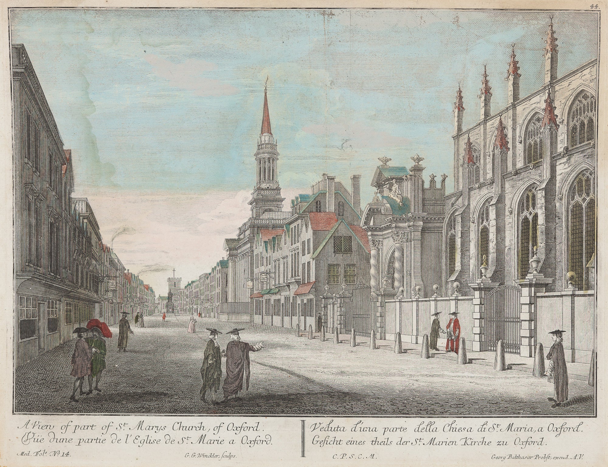 'A view of part of St. Marys  Church of Oxford'engraving Oxford, View  of Church street