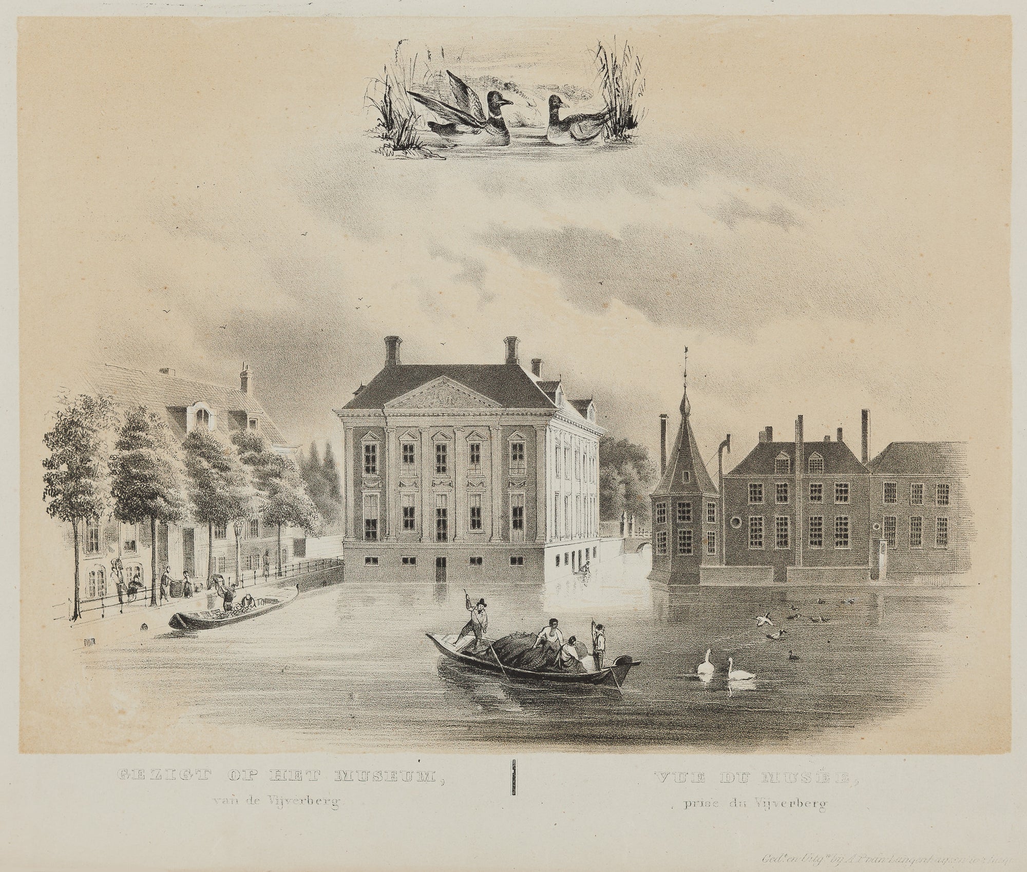Museum Mauritshuis at the Hofvijver, at the left the Korte Vijverberg and at the right the buildings of the Binnenhof.
