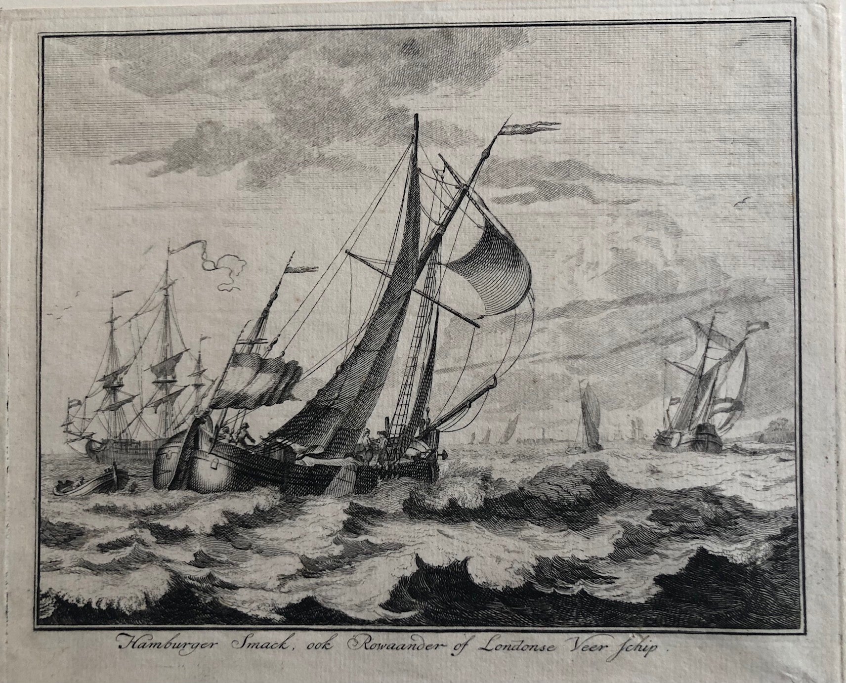  sailing, ships, maritime, sea, ships, dutch, old print, antique print, oude prent, scheepsprent, maritiem, antieke prent, boten, scheepvaart, hamburger, rowaander, londonse, veerschip, sea, meulen, van der laan, suite, sieuwert, adolf, etching, engraving, gravure, ets