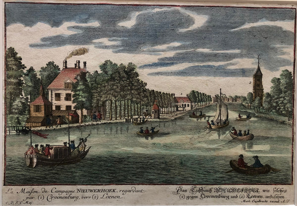 old print, antique print, oude prent, antieke prent, gravure, engraving, loenen, holland, vecht, croonenburg, cronenburg, nieuwerhoek, buitenplaats, loenen aan de vecht, vechtstreek, engelbrecht, augsburg