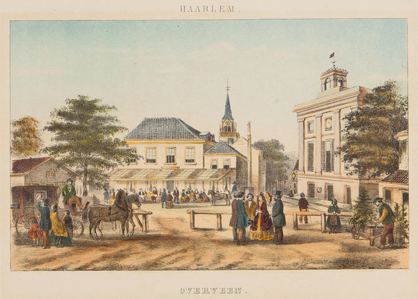 overveen, haarlem, village, zijlweg, bloemendaal, bloemendaalseweg, old print, antique print, view, holland, hollande, lithograph, loetje