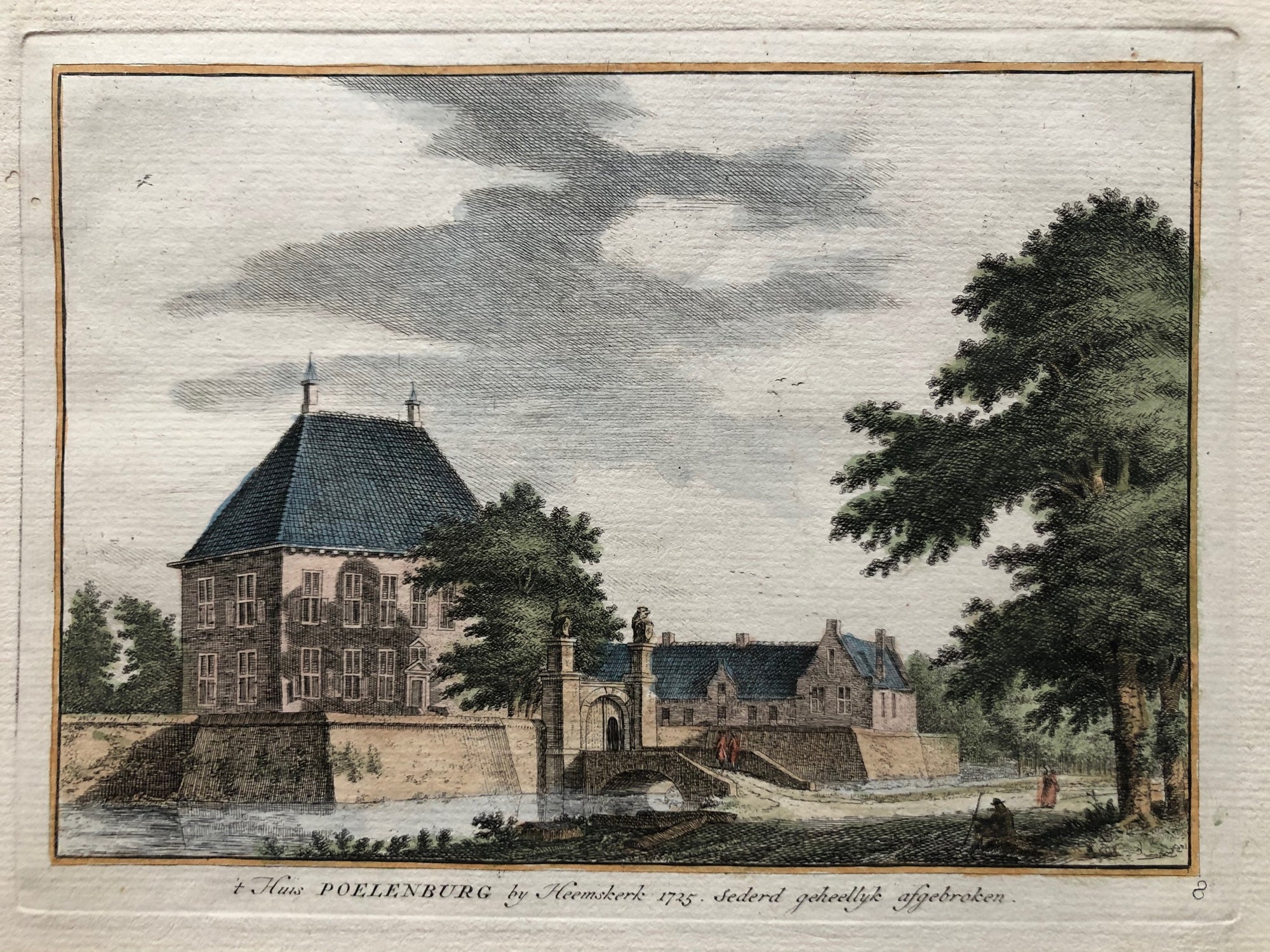 Heemskerk, poelenburg, huis poelenburg, kennemerland, old print, antique print, antieke prent, oude prent, prent heemskerk, poelenburg heemskerk, spilman, ets, etching, engraving, gravure, gezicht