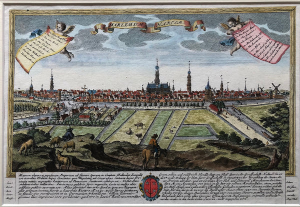 Haarlem, harlem, harlemum, old print, antique print, spaarne, optica, amsterdamse vaart, wernher, leopold, engraving, colour, view, rare, profiel van haarlem, gezicht op haarlem, antieke prent haarlem, oude prent haarlem, gekleurde prent haarlem, oude gravure
